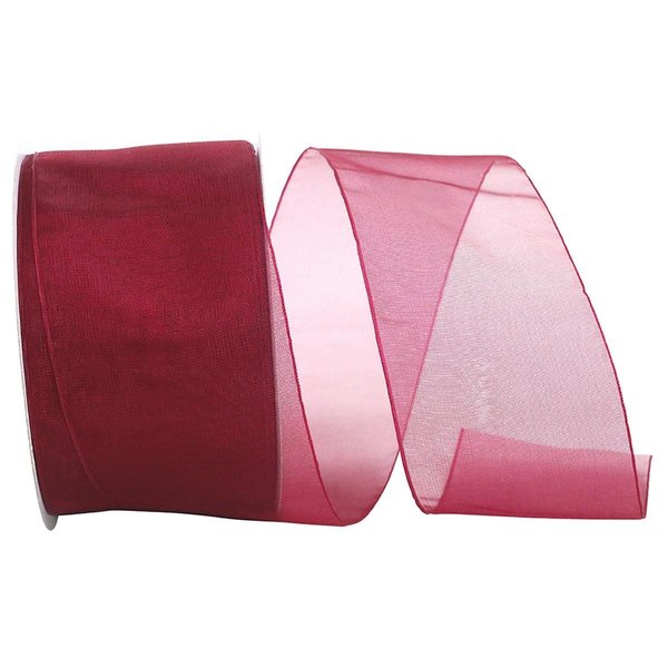 Reliant Ribbon 20.5 in. 50 Yards Chiffon Mono Sheer Ribbon, Burgundy 25621-090-40K